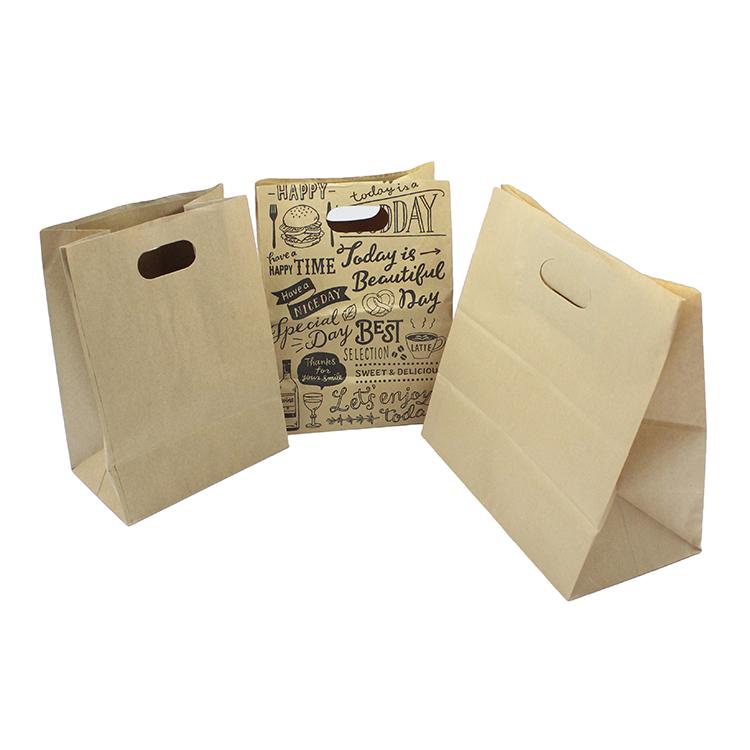 DIE CUT PAPERBAG，BROWN KARFT PAPER BAG,CUSTOM PRINT PAPER BAG